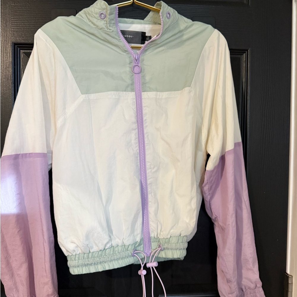 Mint and Lavender Colorblock Bomber Jacket